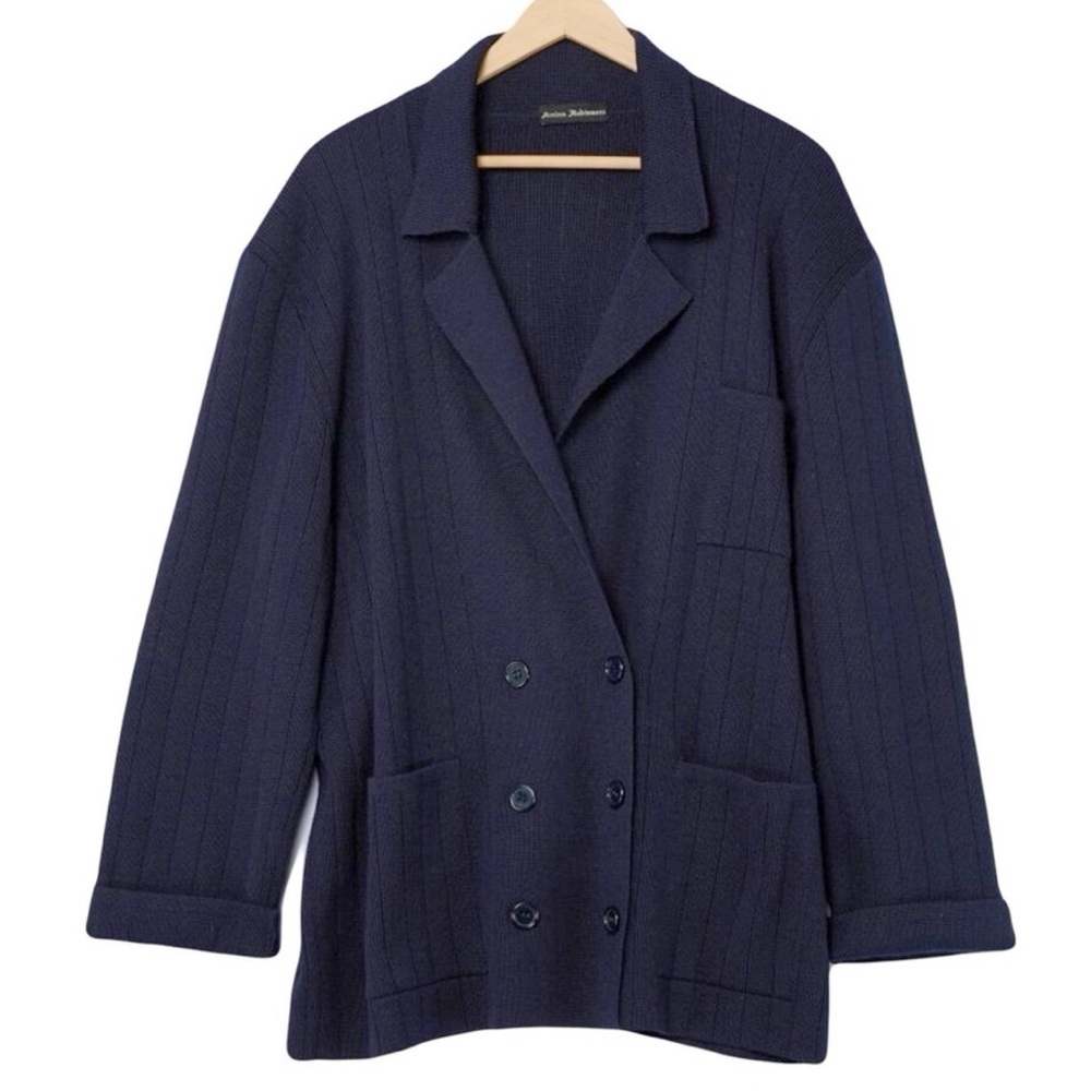 Amina‎ Rubinacci wool sweater blazer oversized US womens 6 navy blue Italy